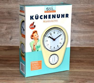 Vintage Retro Küchenuhr Wanduhr Uhr Timer Chrom Gourmetmaxx NEU