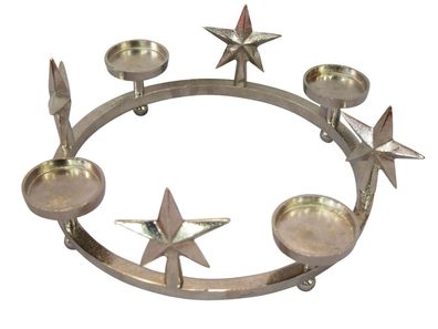 Kerzenhalter mit Stern für 4 Kerzen Adventskranz Ø 40 cm Aluminium Metall Kranz