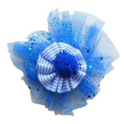 Brosche Tüll blau Ansteckbrosche 10 cm Anstecker Karneval Kostüm verkleiden