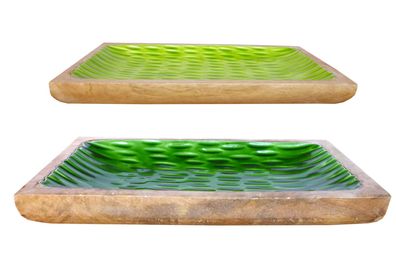 Mangotablett grün 30 oder 38 cm Tablett Holztablett Dekotablett Holz Tischdeko