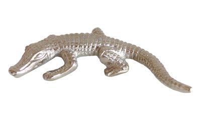 Metallfigur Krokodil 18 cm Dekofigur Alligator Figur Tierfigur Zierfigur Metall