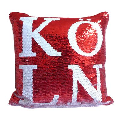 Dekokissen Köln Pailletten in Wischoptik 40x40 cm rot weiß Kissen Zierkissen
