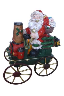 Nostalgie Weihnachtsmann auf Dampfauto Nikolaus Weihnachten Dekofigur Advent