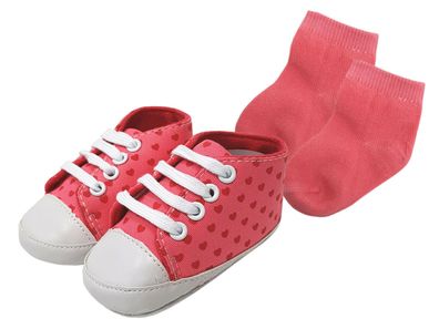 Set Babyschuhe und Socken Herz 3-12 Monate Erstausstattung Baby Schuhe Söckchen