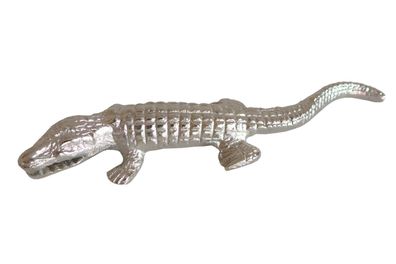 Metallfigur Krokodil 22 cm Dekofigur Alligator Figur Tierfigur Zierfigur Metall