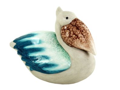 Großer Pelikan im maritim Design 22x17cm Keramik Tier Figur Dekoration Dekofigur