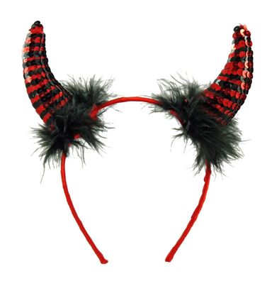 Haarreif Teufel Teufelin mit Pailletten Haarreifen Haarschmuck Karneval Kostüm