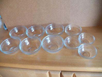 Dessertschalen glas klar in 3 verschiedenen größen insgesamt 10 Schalen/ Arcoroc