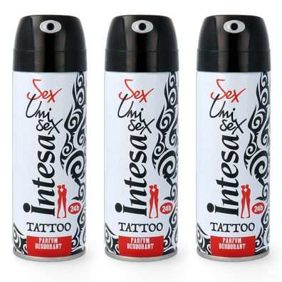intesa Sex & Unisex Tattoo Parfum Deodorant 3x 125 ml