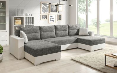 Sofa Couch Garnitur Sofagarnitur CLARA U mit Schlaffunktion Wohnlandschaft NEU