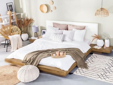 Designer Bett Japan Stil japanisches Futonbett flach Buche mit Lattenrost Japanbett