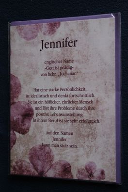Jennifer, Namenskarte Jennifer, Geburtstagskarte Jennifer, Namen Jennifer