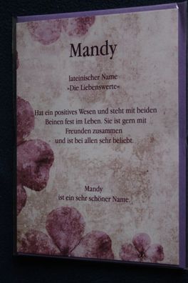 Mandy, Namenskarte Mandy, Geburtstagskarte Mandy, Namen Mandy