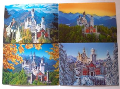 3 D Ansichtskarte Schloß Neuschwanstein Postkarte Wackelkarte Hologrammkarte Bayern