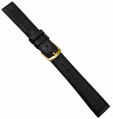 Herzog | Uhrenarmband XL-Länge 18mm schwarz Hirschleder genarbt Naht