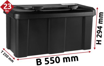 Deichselbox, Staubox Kunststoff -Daken- B550xH294xT250mm Blackit 2 abschließbar
