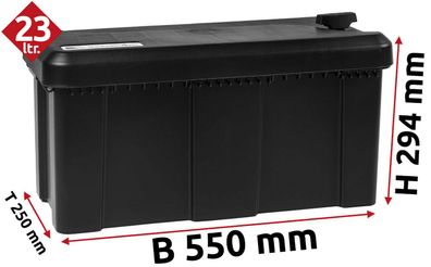 Deichselbox, Staubox Kunststoff - Klappbarer Deckel B550xH294xT250mm -Blackit 1