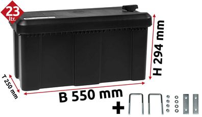 Deichselbox Staubox Gurtkiste mit Montageset Daken - B550xH294xT250 mm 500240