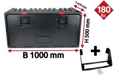 LKW Staukasten Staubox aus Kunststoff 1000x500x470mm mit Korbhalter, Lago160400H