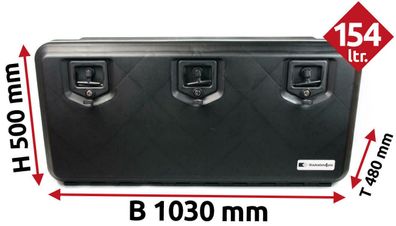 LKW Staukasten, Staubox, Werkzeugbox B1030 x H500 x T480 mm 154Ltr. Daken 200400