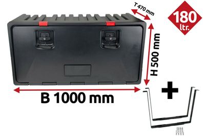 LKW Staukasten Staubox aus Kunststoff 1000x500x470mm mit V-Halter, Lago 160400V