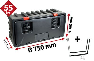 LKW Staukasten Staubox aus Kunststoff 750x360x350mm, inkl. Halter, Lago 160375V