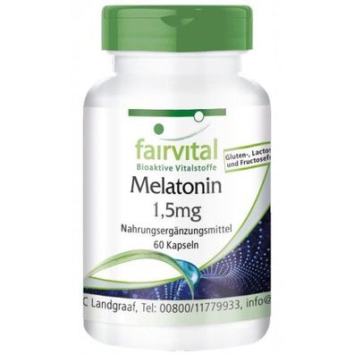 Melatonin 1,5mg - 60 Kapseln, Einschlafen, Schlaf, innere Uhr, Jetlag* - fairvital