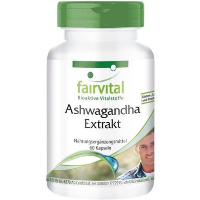 Ashwagandha Extrakt 500mg 60 Kapseln Wurzelextrakt mit 5% Withanolide - fairvital