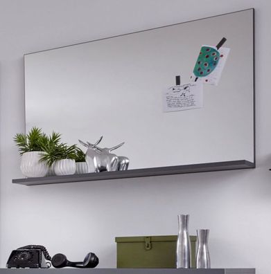 Garderobenspiegel Amanda in grau Wandspiegel mit Ablage 91 x 60 cm