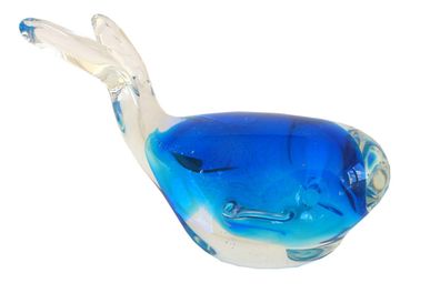 Glasfigur Wal 13x8,5cm Dekofigur Glas Figur Zierfigur Glastier maritim Walfigur