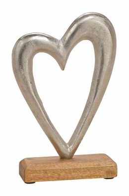 Herz aus Metall und Mangoholz - Tisch Deko Herz Skulptur