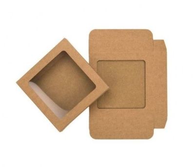 Pappschachtel mit Henkel & Fenster 10.2 x 10.2 x 10.2 cm Schachtel Box Karton