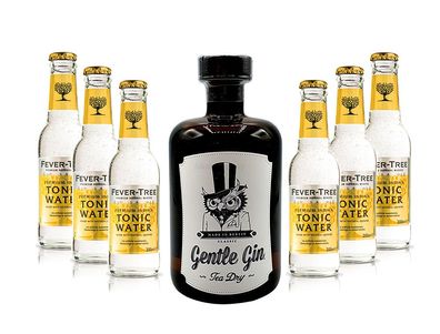 Gin Tonic Set - Gentle Gin Tea Dry 0,5l (47% Vol) + 6x Fever-Tree Indian Tonic