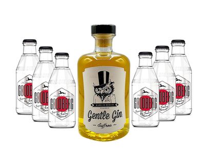 Gin Tonic Set - Gentle Gin Saffron 0,5l (40% Vol) + 6x Goldberg Japanese Yuzu T