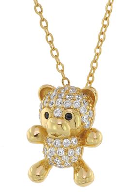 trendor Schmuck Damen-Halskette Anhänger Teddy-Bär Gold auf Silber Zirkonias 75854