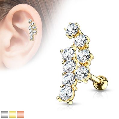 Tragus  Cartilage  Piercing Opal Feder Helix Ear Cuff Ohrring Schild  Antik Gold 