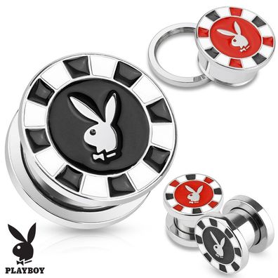 Plug - Playboy Poker Chip Piercing Ohrring Chirurgenstahl Gewinde Tunnel #S26