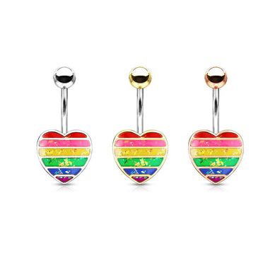 Bauchnabelpiercing - Herz Gay Pride Piercing 10mm Anhänger Regenbogen #749