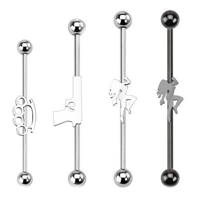 Industrial Piercing - Ohr 316L Pin Up Ohrring Tragus Helix Schlagring Pistole ...