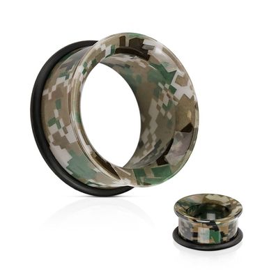 Flesh Tunnel - Pixel Camouflage Tarnmuster Ohrring Plug Acryl Piercing