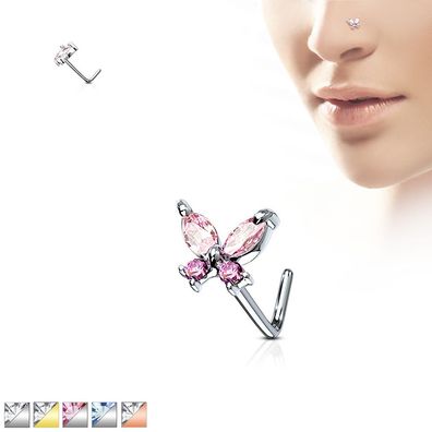 Nasenpiercing - Nasenstecker Stud Piercing Schmetterling Zirkonia Stecker #512