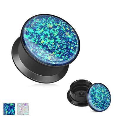 Plug - Opal Glitter Flesh Tunnel Acryl Piercing Ohrring Ohrpiercing SCREW FIT