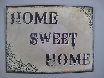 Blechschild, Reklameschild, Home Sweet Home, Kneipen Wandschild 25x33 cm