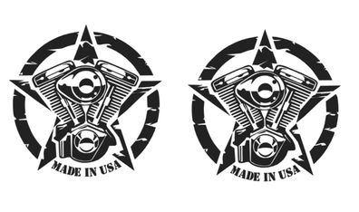 2x US Star Aufkleber mit Bike Motor USA Retro Star Aufkleber Sticker 293/2