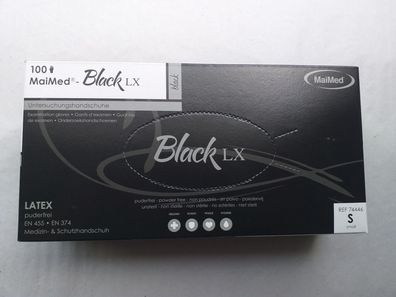 100 Latexhandschuhe MaiMed® Black Latex LX schwarz puderfrei, Einweg Handschuhe