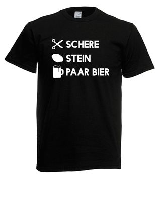 Herren T-Shirt l Schere Stein Paar Bier Malle Party l Größe bis 5XL