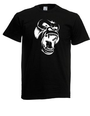 Herren T-Shirt l Gorilla Face Sihoutte Affe Dschungel l Größe bis 5XL