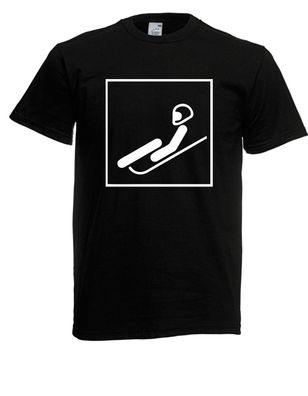 Herren T-Shirt l Rennrodeln-Piktogramm luge Wintersport l Größe bis 5XL