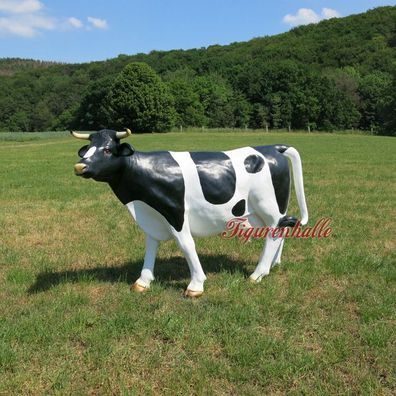 Kuh lebensgroß lebensecht Figur Statue Werbekuh Werbefigur Horn schwarz weiß rechts
