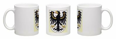 Tasse Ostpreussen Wappen gelb, Kaffeebecher, Kaffeetasse, Kaffeepot